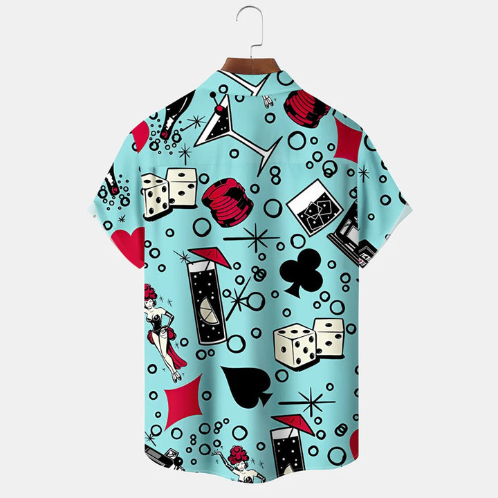 60s Mid-Century Geometric Poker Cocktail Shirt