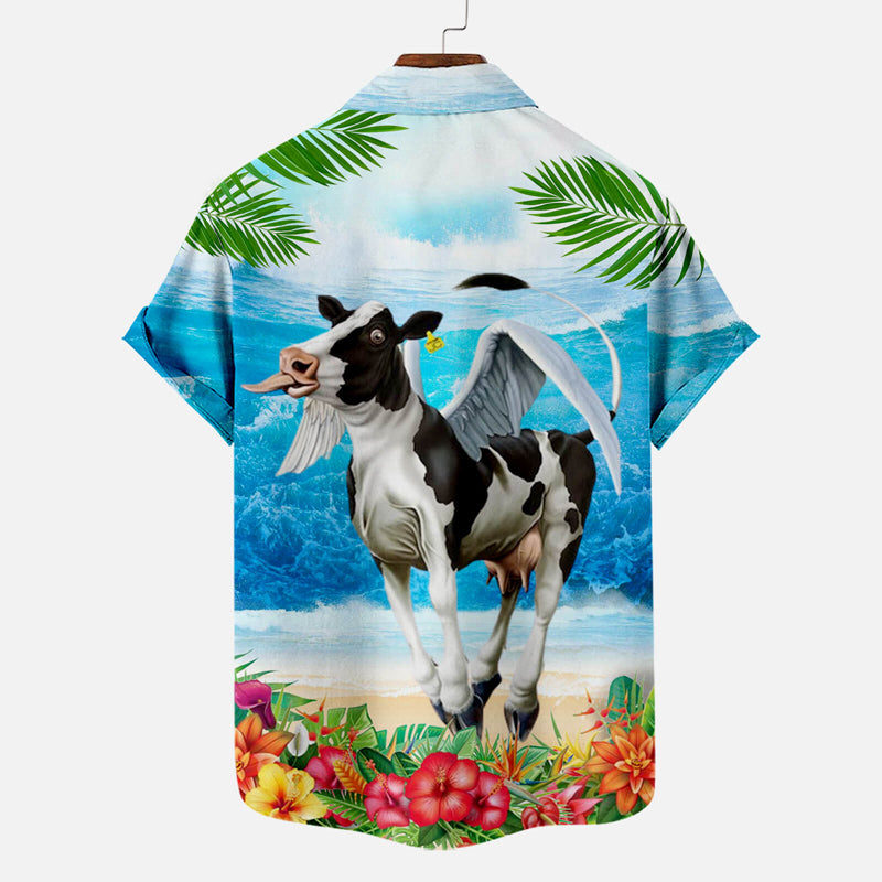 Hawaii Funny Cow Pattern Men's Short Sleeve Top