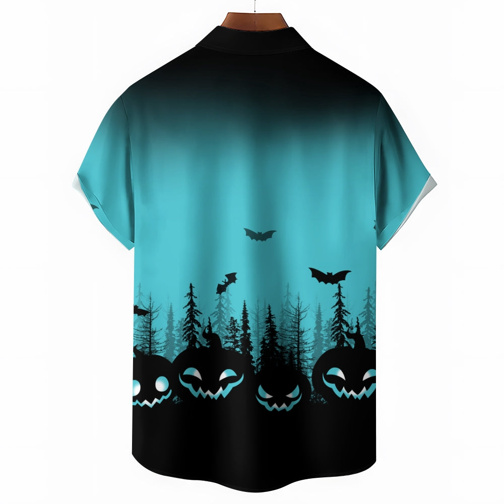 Halloween Ghost Pumpkin Casual Short Sleeve Shirt 2409002250