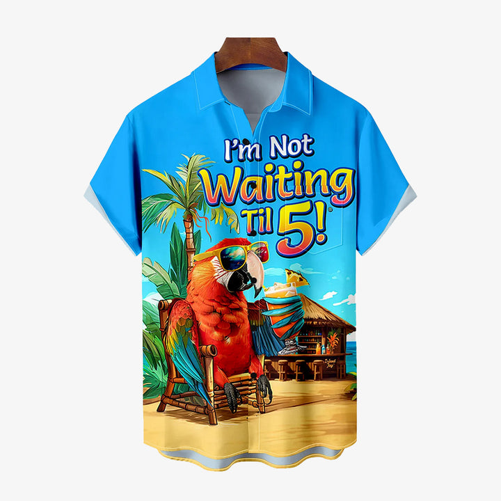 Men's Hawaiian Parrot Print Oversized Short Sleeve Shirt