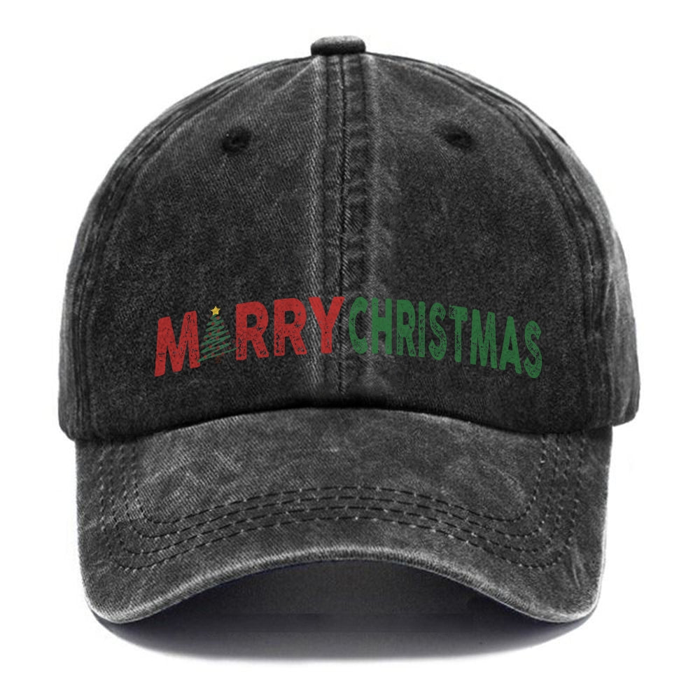 Retro Christmas Letter Casual Washed Cap