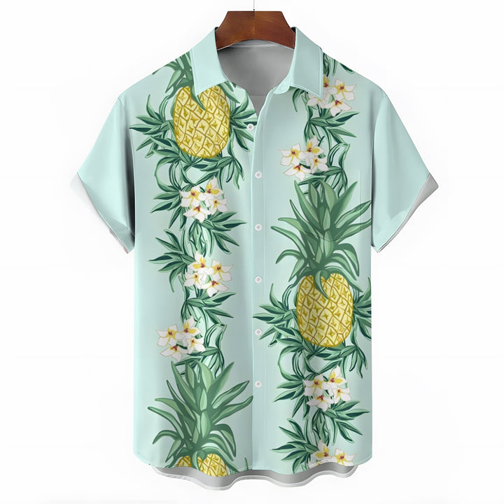 Men's Hawaiian Pineapple Casual Short Sleeve Shirt 2411002001