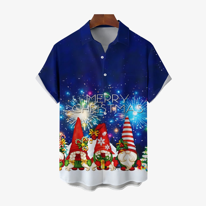 Merry Christmas Decorative Print Short Sleeve Shirt 2409011390