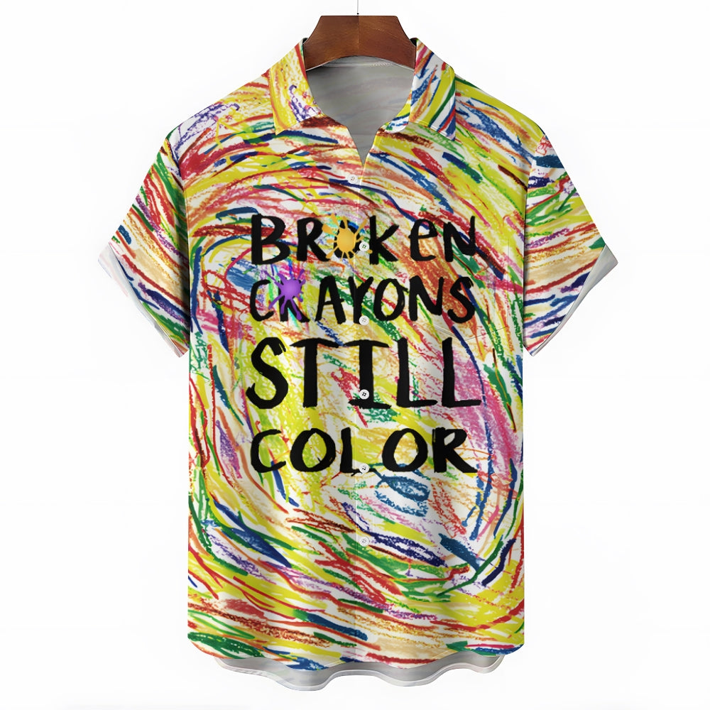 Colored Crayons Casual Short Sleeve Shirt 2410006297