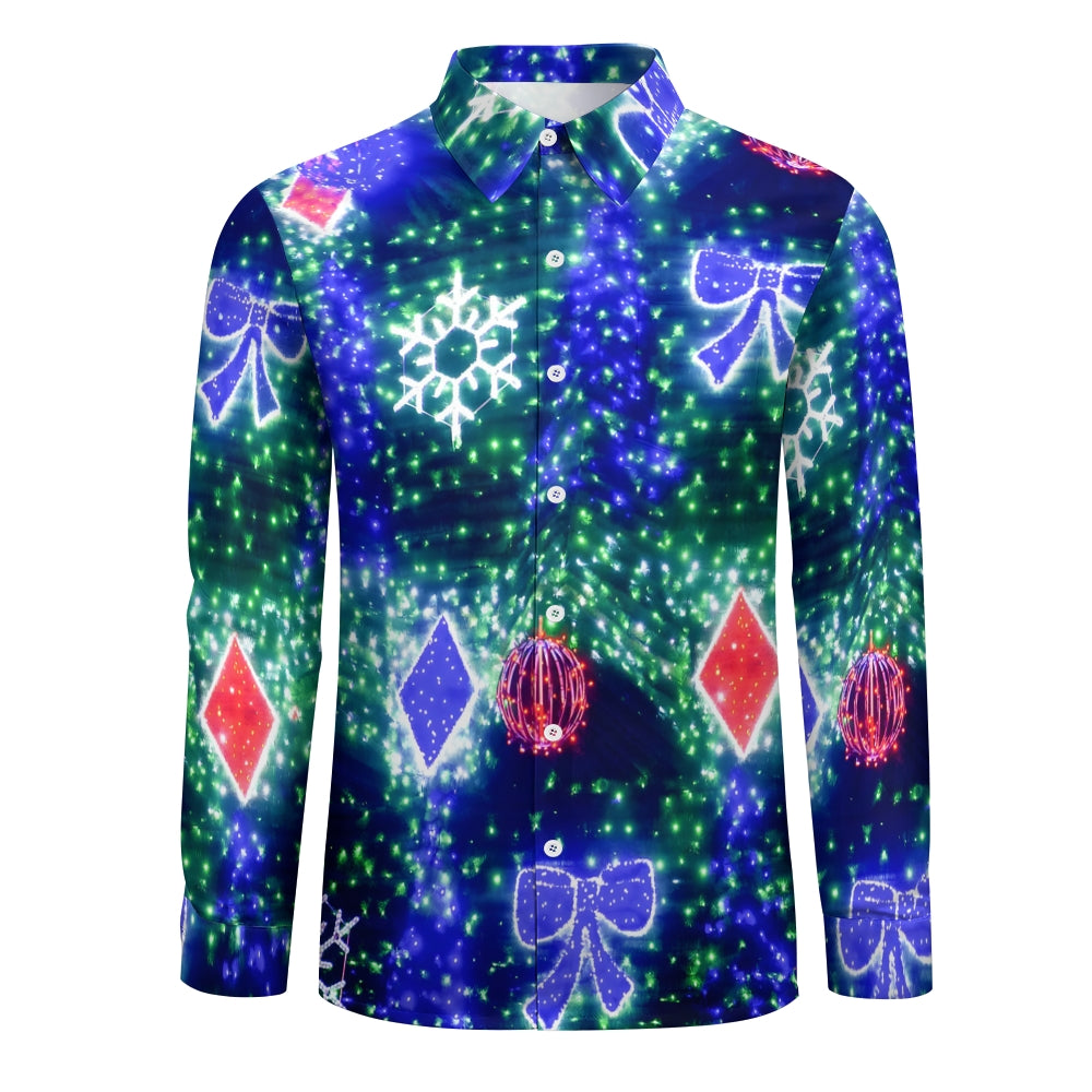 Shiny String Lights Print Long Sleeve Shirt 2410006407