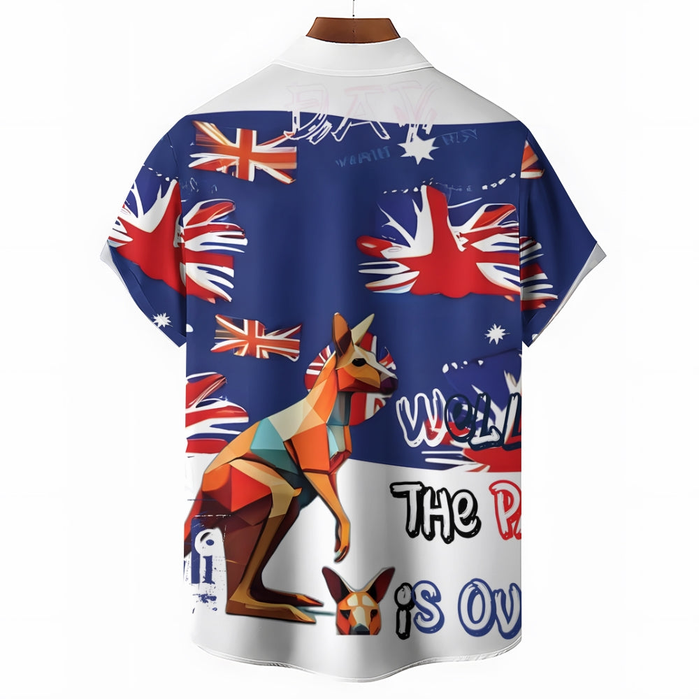 Australia Day Holiday Prints Casual Short Sleeve Shirt 2412001301