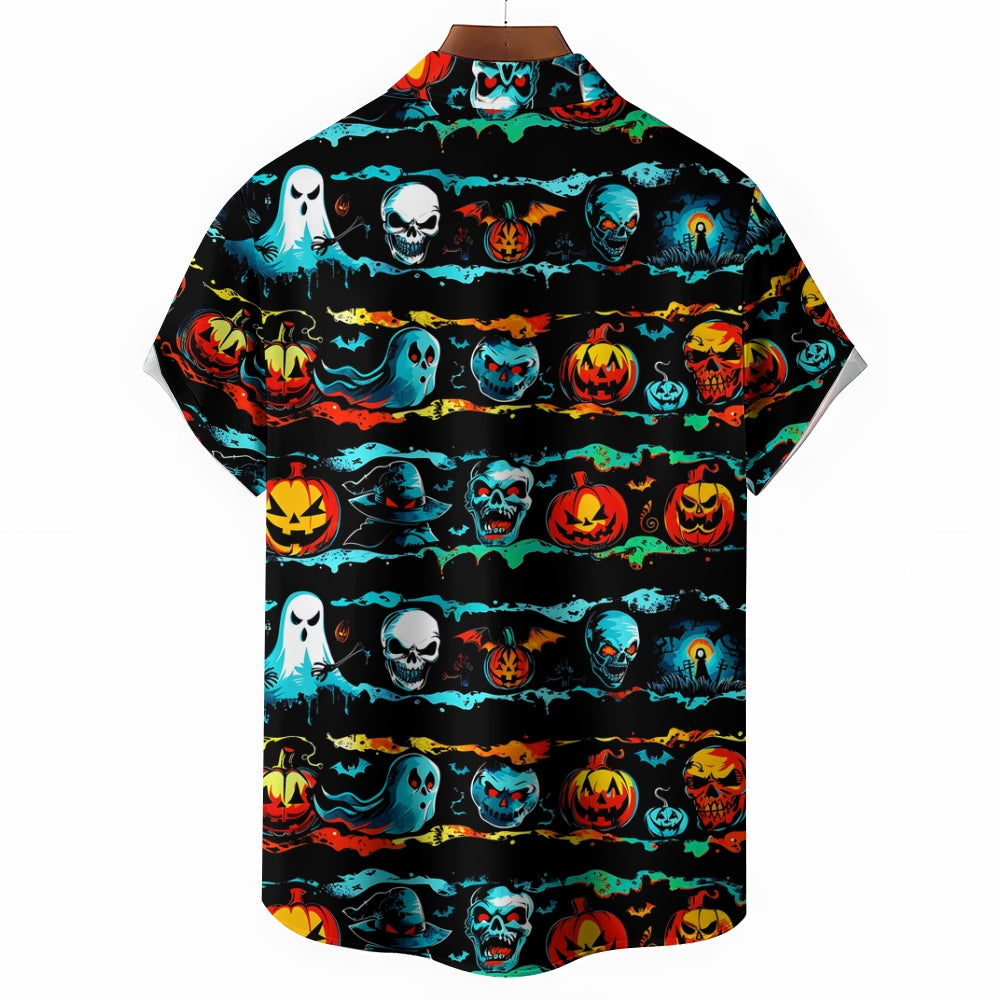 Ghost Halloween Pumpkin Casual Large Size Short Sleeve Shirt 2407003703