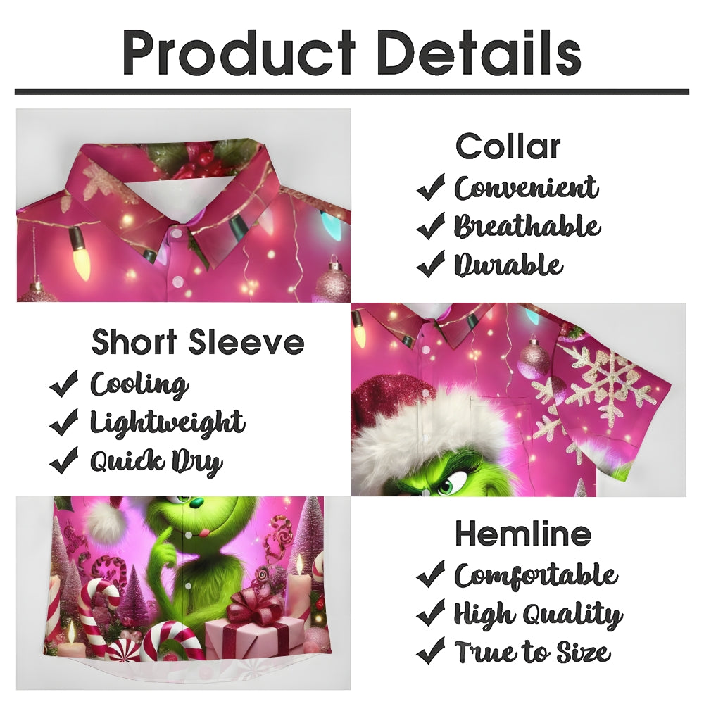 Men's Christmas Cartoon Prints Short Sleeve Shirt 2412006498