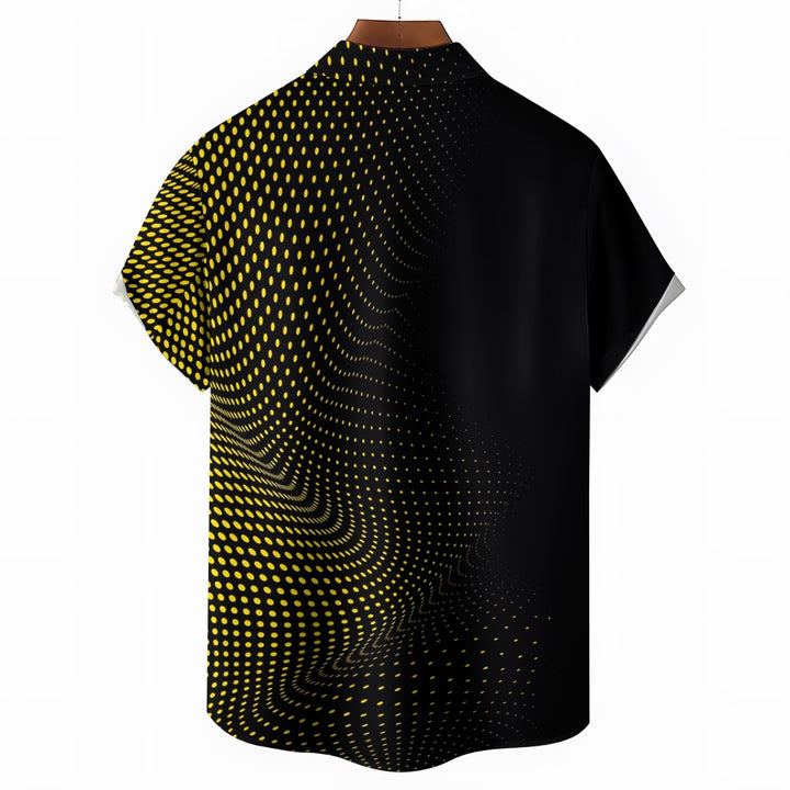 Yellow Texture Polka Dot Gradient Print Casual Large Size Short-Sleeved Shirt 2407001291