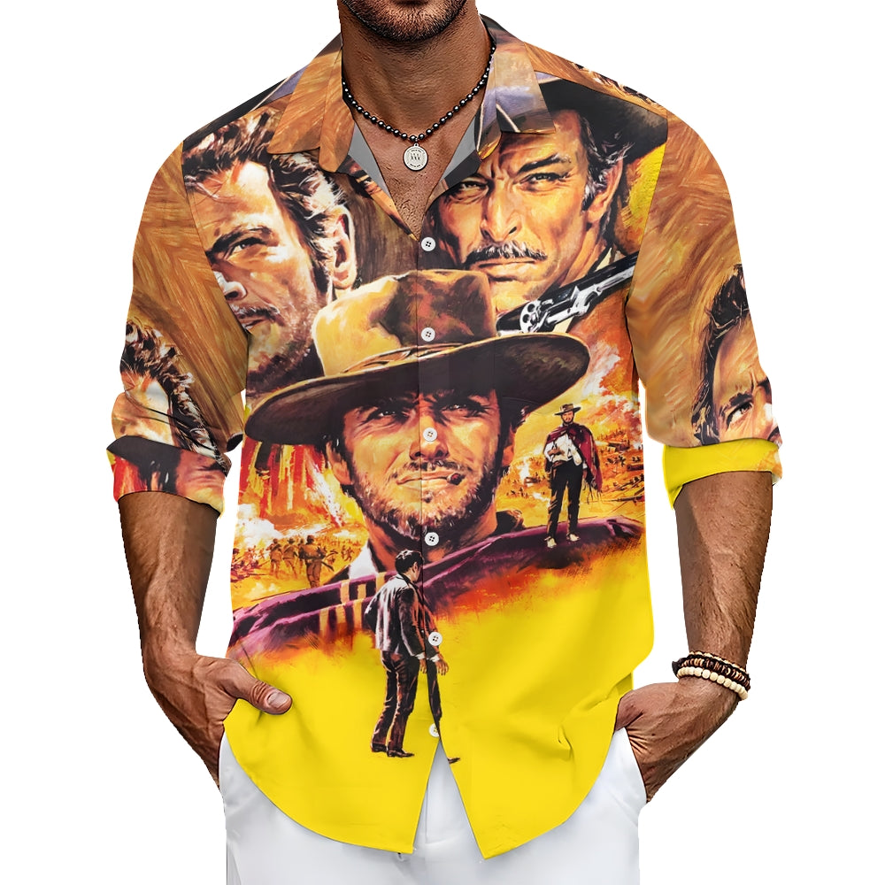 Men's Movie Poster Print Casual Long Sleeve Shirt