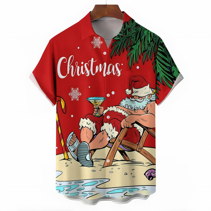 Christmas Santa Claus Leisure Vacation Short Sleeve Shirt 2409005120