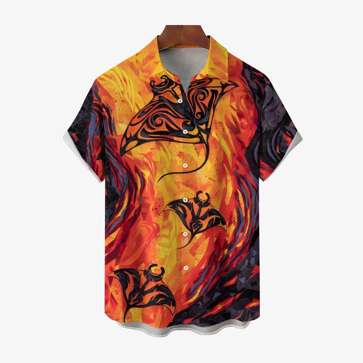 Ray Art Print Short Sleeve Shirt 2409007951