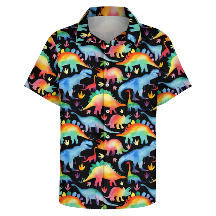 Men's Dinosaur Hawaiian Casual Short Sleeve Shirt 2404001707