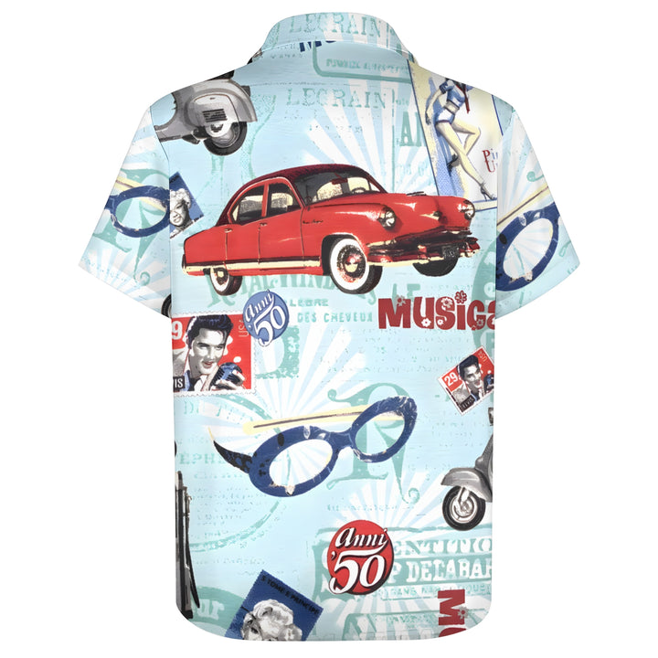 Men's Car Music Casual Short Sleeve Shirt 2404001714