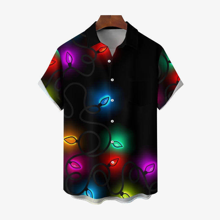 Christmas Lights Cartoon Casual Large Size Short Sleeve Shirt 2407004227