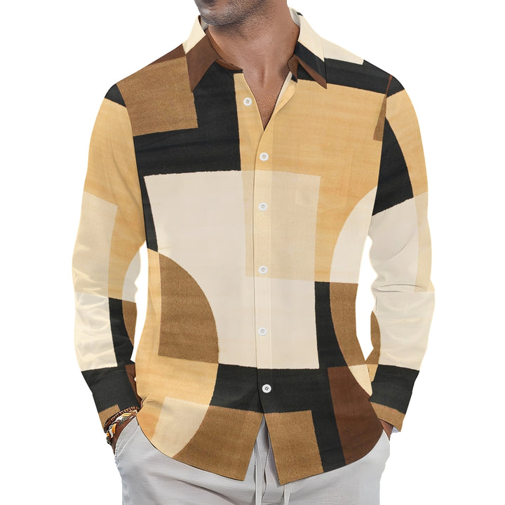 Men's Vibrant Colorblock Long Sleeve Casual Shirt 2411003906