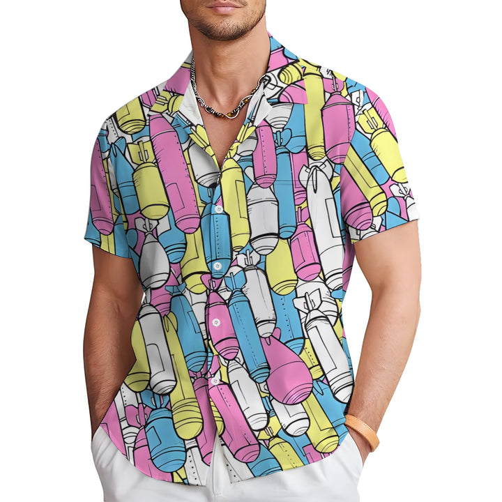 Men's Missile Print Casual Short Sleeve Shirt 2403000531