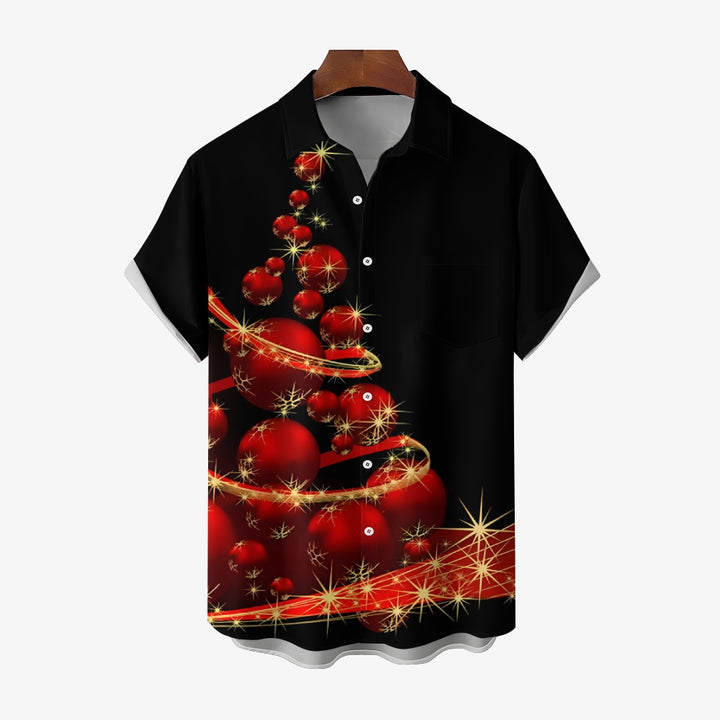 Christmas Tree Ball Casual Short Sleeve Shirt 2409006077