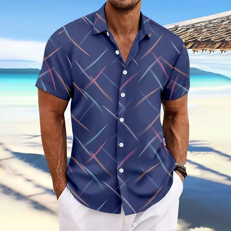 Men's Geometry Vibrant Print Short Sleeve Shirt