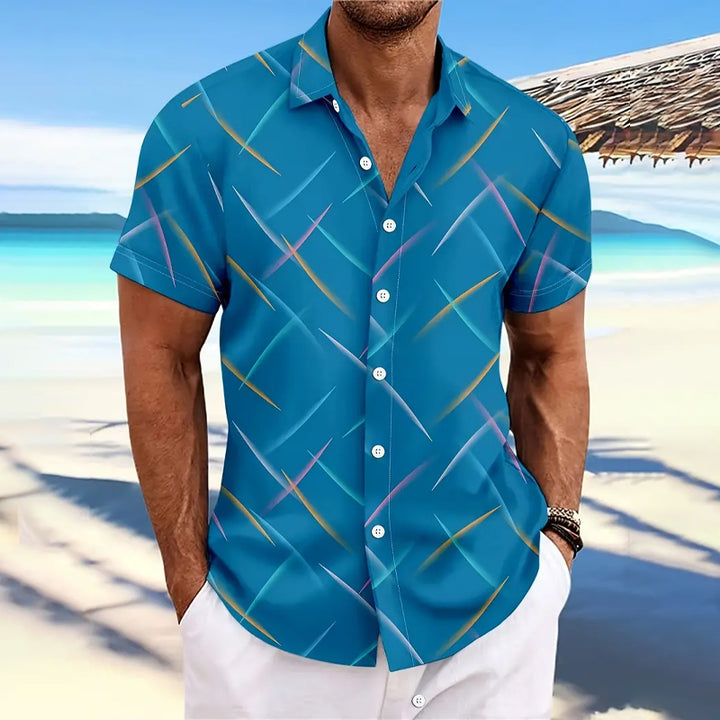 Men's Geometry Vibrant Print Short Sleeve Shirt