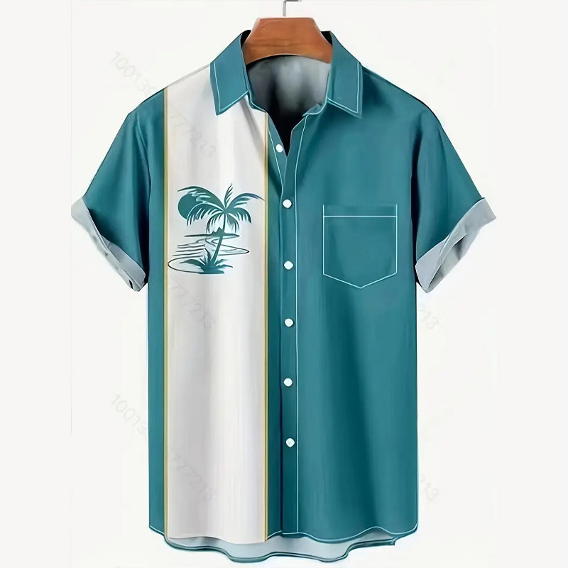 Men's Palm Tree Design Short Sleeve Shirt