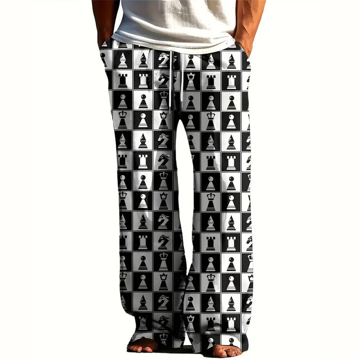 Men's Casual Chessboard Print Pants