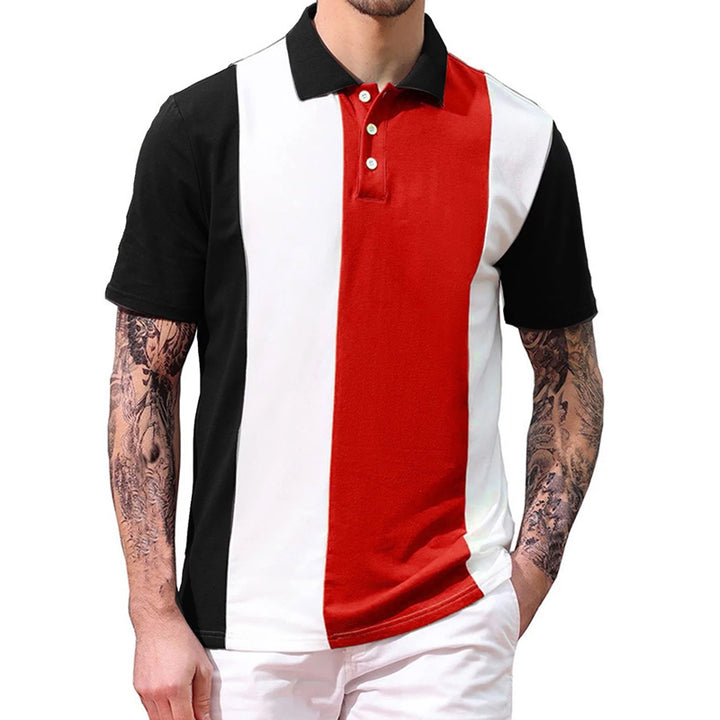 Men's simple contrast color short-sleeved POLO shirt 2409000579