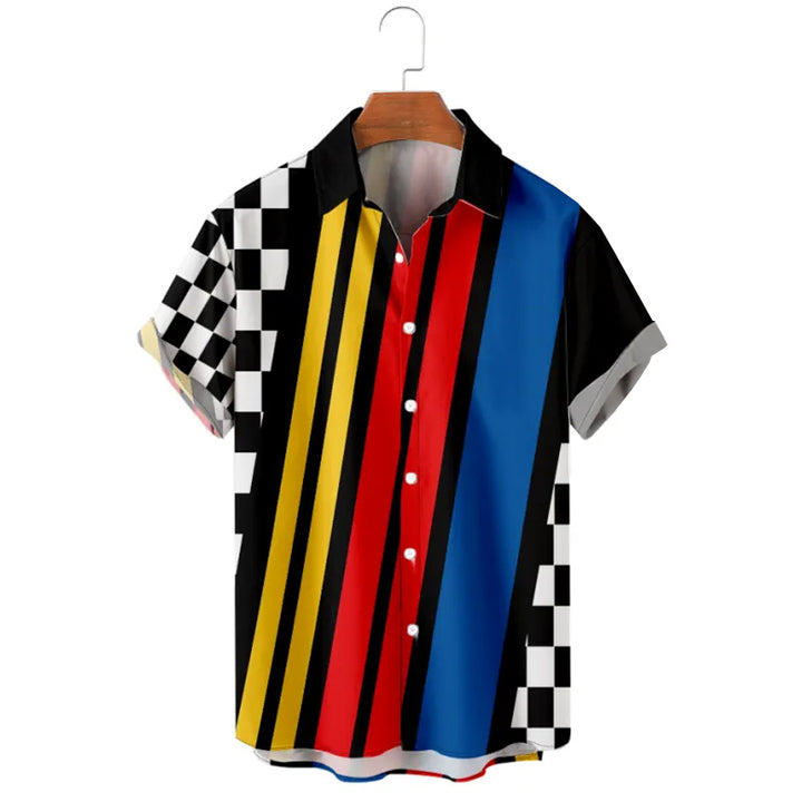 Men's The Chequered Flag Button Up Short Sleeves Shirt