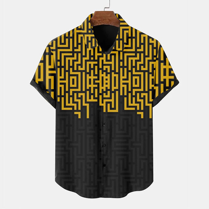 Men's Geometric Print Vacation Casual Shirts