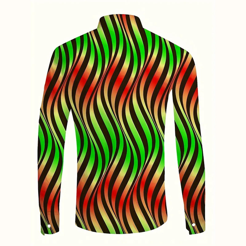 Men's Colorful Striped Long Sleeve Button Shirt