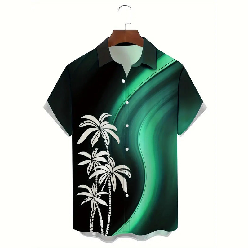 Men's Casual Coconut Tree Geometric Print Shirt 2406000076