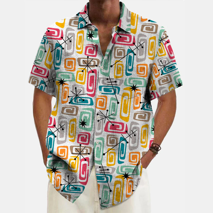 Men's Vintage Mid-Century Geometric Hawaiian Shirts