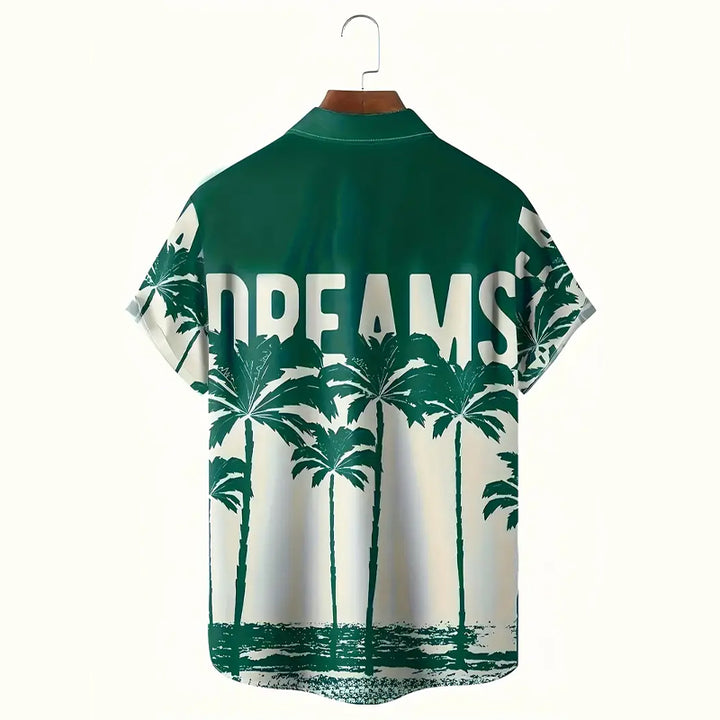 Mens Fashionable Coconut Trees Print Short Sleeve Shirt
