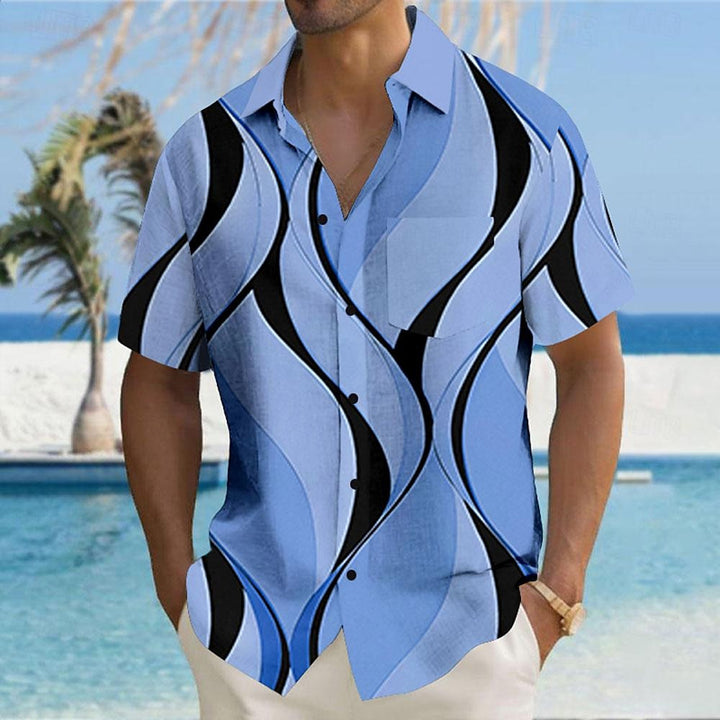 Men's Geometric 3D Print Casual Button Up Shirt