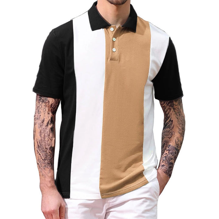 Men's simple contrast color short-sleeved POLO shirt 2409000579