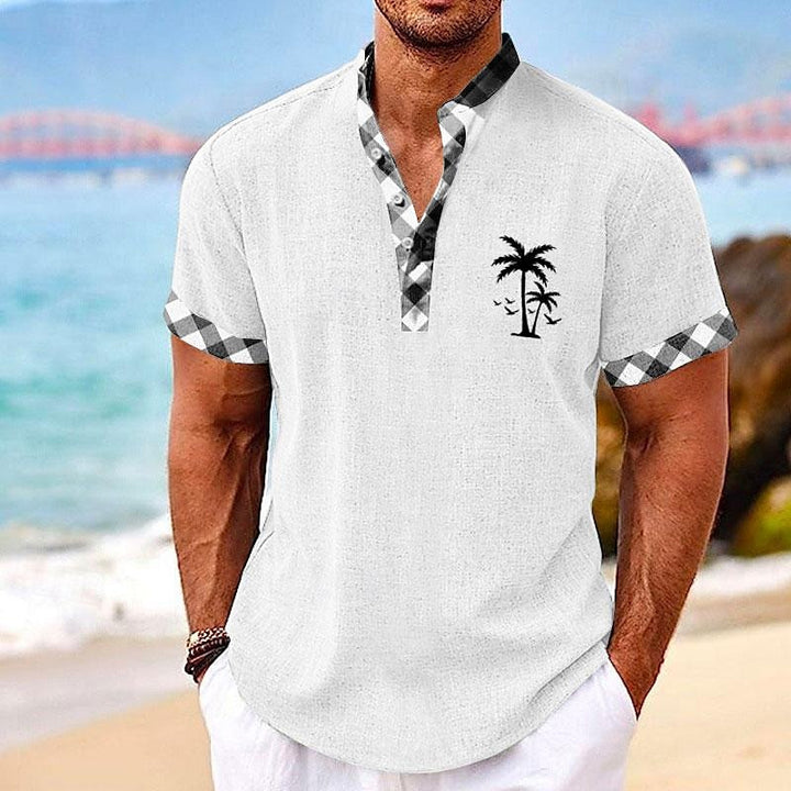 Men's Plaid Coconut Palm Resort Hawaiian 3D Print Shirt