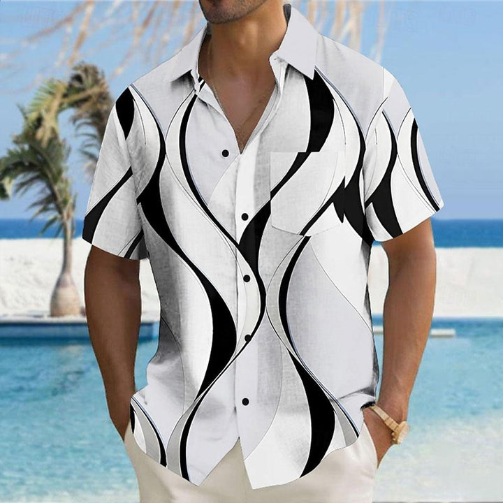 Men's Geometric 3D Print Casual Button Up Shirt