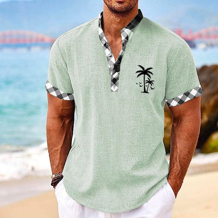 Men's Plaid Coconut Palm Resort Hawaiian 3D Print Shirt