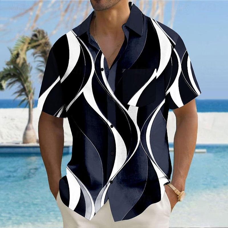 Men's Geometric 3D Print Casual Button Up Shirt