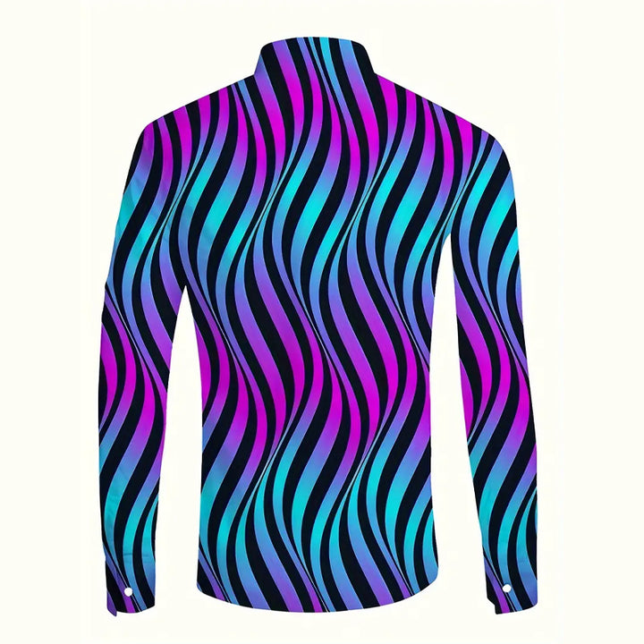 Men's Colorful Striped Long Sleeve Button Shirt