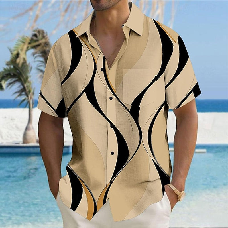 Men's Geometric 3D Print Casual Button Up Shirt