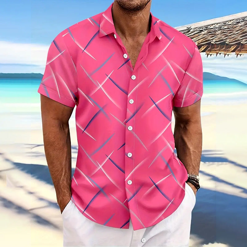 Men's Geometry Vibrant Print Short Sleeve Shirt