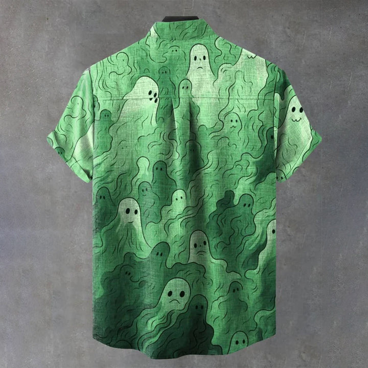 Ghost Art Print Casual Short Sleeve Shirt