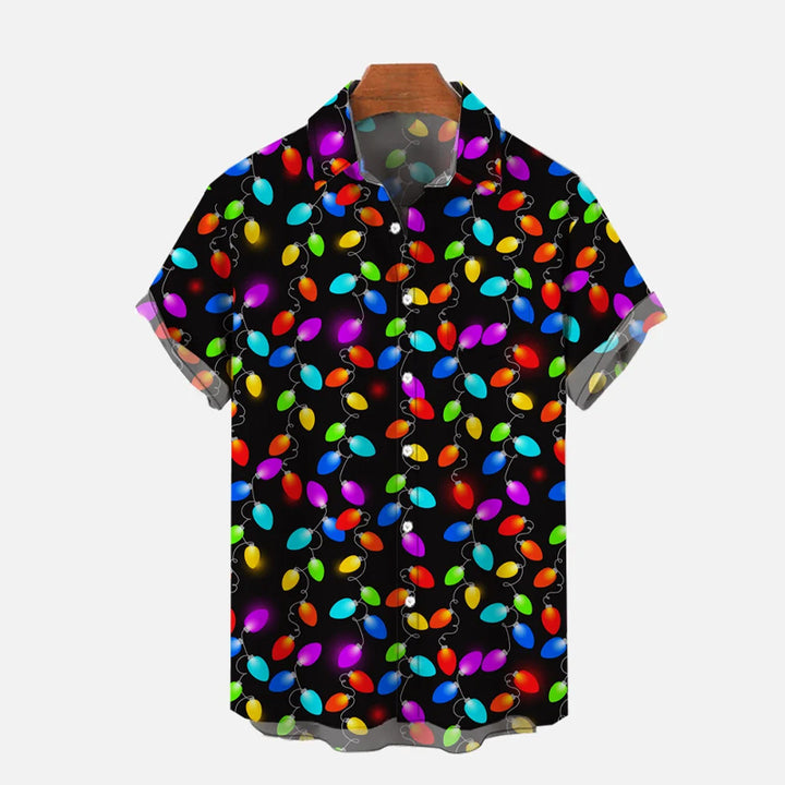 80S Retro Neon Disco Funny Christmas Lights Cartoon Costumes Printing Shirt