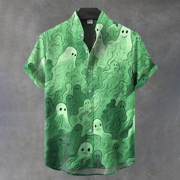 Ghost Art Print Casual Short Sleeve Shirt