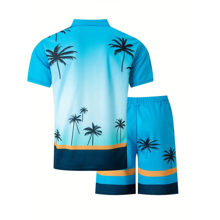 Men's Hawaiian Style Coconut Trees Print 2-piece Set