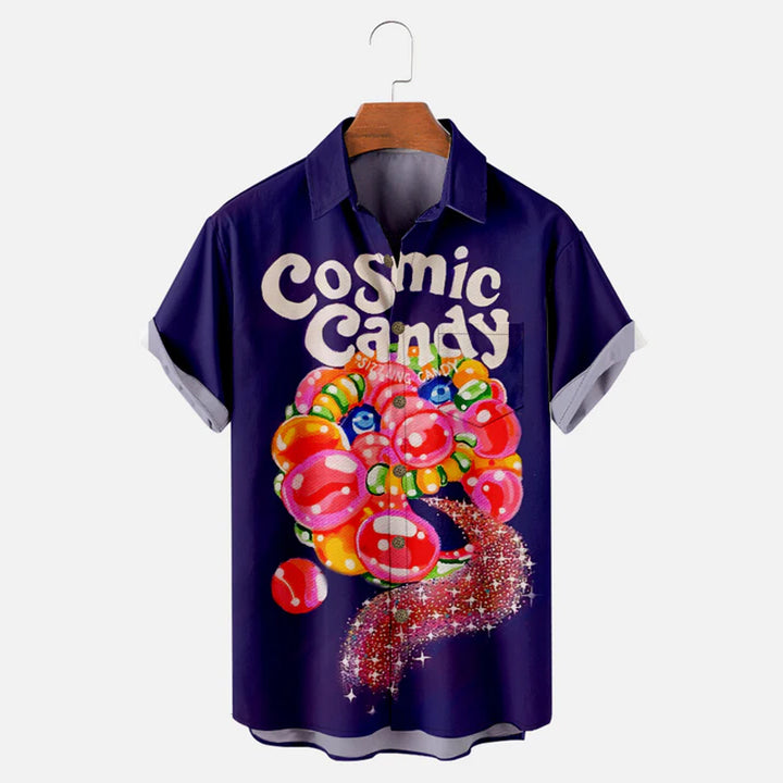 Men's Vintage Cosmic Candy Sizzling Candy Short Sleeve Shirt