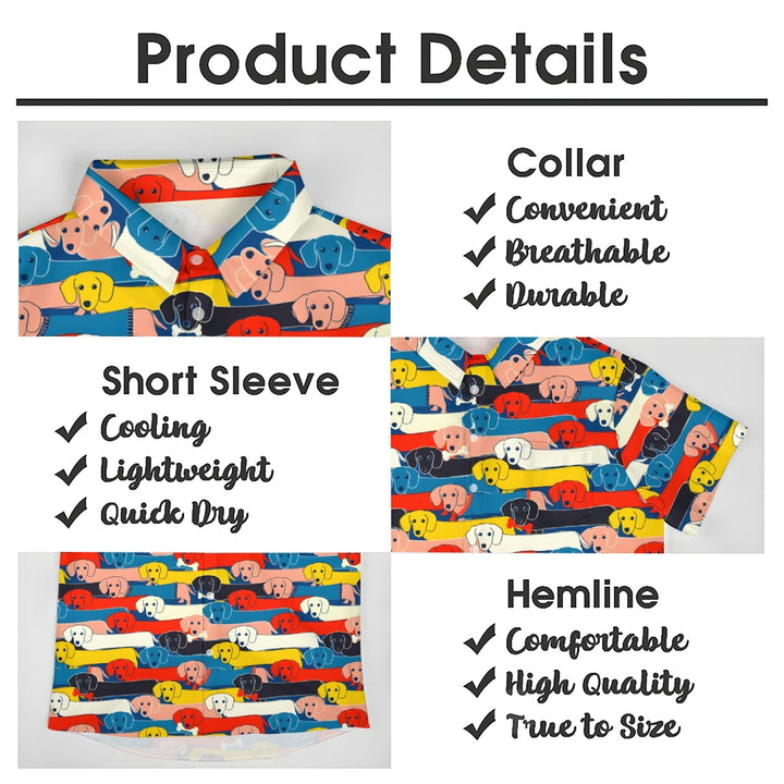 Men's Colorful Dachshund Casual Short Sleeve Shirt 2405000207