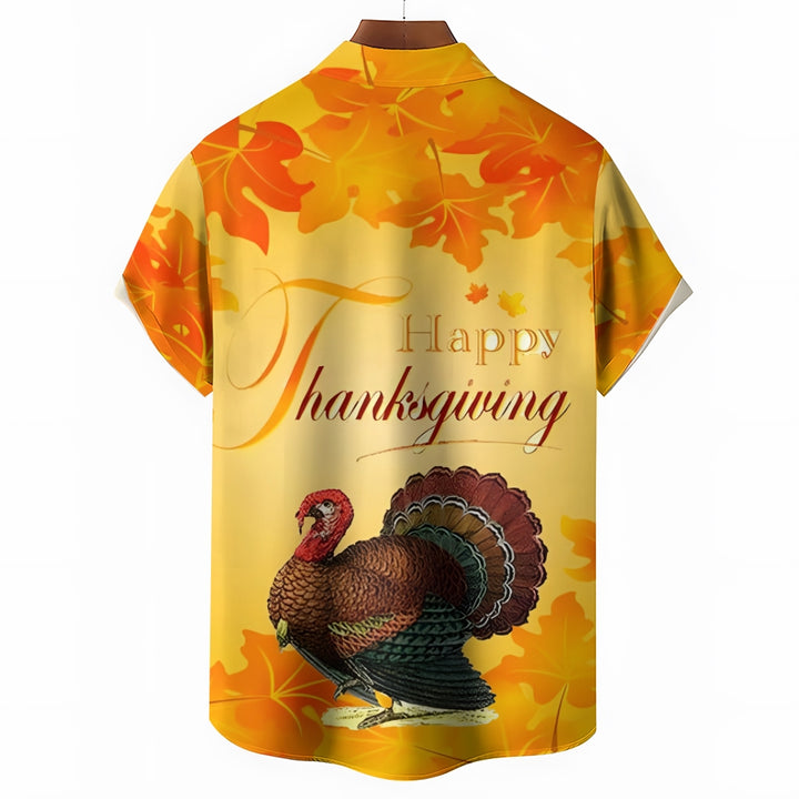 Happy Thanksgiving Turkey Casual Short Sleeve Shirt 2410001522