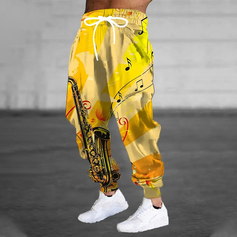 Men's Stylish Saxophone Print Sweatpants